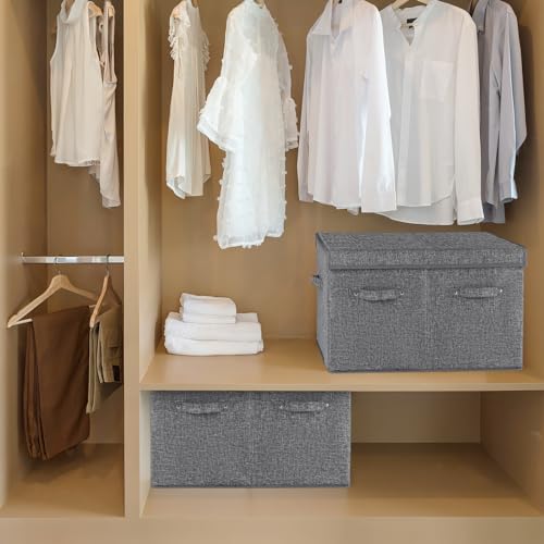 Shoe Organizer for Closet Fits 16 Pairs, Large Shoe Storage Box Bins Containers with Lid and Adjustable Dividers for Shoes, Sneakers and High Heeled, Hard Shell and Stackable (Grey) - color: Grey