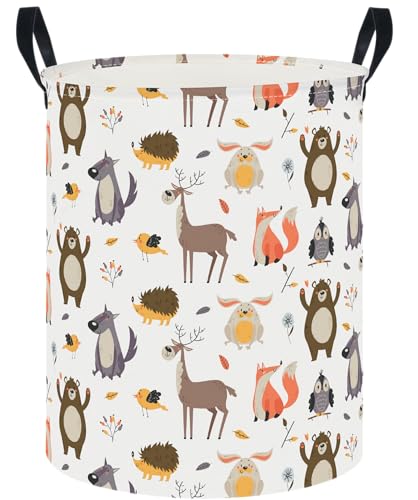 19.7" Laundry Basket,Kids Dirty Clothes Hamper,Waterproof Storage Bin,Room Decor,Gift Baskets,Nursery Hamper(Forest Animal) - color: Forest Animal