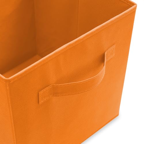 Casafield Set of 6 Collapsible Fabric Cube Storage Bins, Orange - 11" Foldable Cloth Baskets for Shelves, Cubby Organizers & More - color: Orange, size: 10.5" x 10.5" x 11"