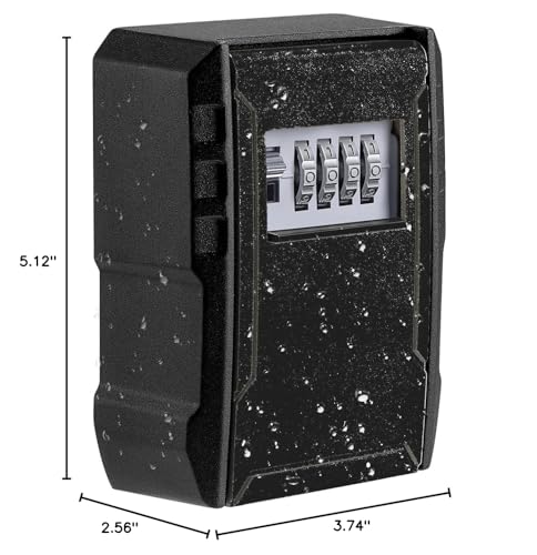 UPGRADE Extra Large Capacity Key Lock Box, Weatherproof Wall Mount Key Box for Car Keys, Fob, House Keys, Key Safe Security Storage Lock Box for Indoor, Outdoor, Garage, Garden, Store (1 Pack, Black) - color: Black
