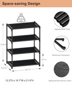 HITHIM 4 Tiers Small Shoe Rack,Narrow Stackable Shoe Shelf Organizer,Sturdy Shoe Stand, Non-Woven Fabric Metal Shoe Racks for Entryway, Doorway and Bedroom Closet - size: 4-tier