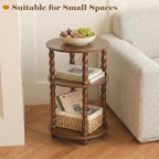 Round Side Table with 3-Tier Shelves, Small End Table with Solid Wood Legs for Living Room Bedroom, Modern Circular Coffee Table Nightstand for Small Spaces, Easy No-Tool Assembly - size: Round(13.2''x13.2''x22.8'')