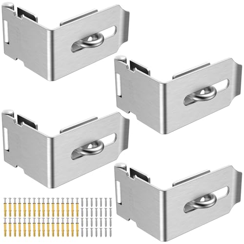 90 Degree Hasp Latch, Heavy Duty 304 Stainless Steel Padlock Hasp Lock for Right Angle File Cabinet, Desk Drawer, Tool Box, Mailbox, Bookcase (Silver-4pcs) - color: Silver-4pcs