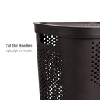 Mind Reader Slim Laundry Hamper with Lid, 60L Clothes Basket, Ventilated Plastic, Brown - color: Brown, size: Single