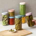 NETANY 6-pack 24oz Glass jars with Airtight Lids, Overnight Oats Containers with Lids, Wide mouth Mason Salad jars, Glass Food Storage Containers for Snacks Yogurt Spice Sugar - color: Multicolor-6pack-24oz