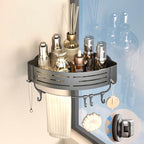 Onemake Corner Shower Caddy Suction Cup, Aluminum Wall Mounted Organizer Shelves Storage Rack with Towel Bar for Small Bathroom Grey - style: 1 Tier-Gray-Triangle Caddy