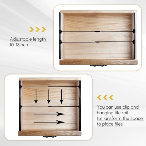24 Pcs Metal Adjustable File Cabinet Rails Set Include 16 Hanging File Rail Clips 8 Cabinet Dividers Bars Suitable for Cabinets with Drawer Thickness Less Than 1/8 Inch(Black,10-18.5 Inch) - color: Black, size: 10-18.5 Inch