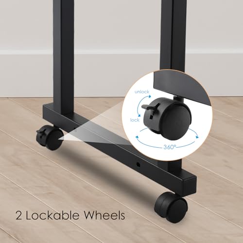 Arlopu Overbed Table with Wheels,60.6-84.2 inches Mobile Bed Desk,Rolling Computer Desk, Laptop Cart,W/0-65°Tilt Stand,4 Heights and 6 Lengths,Side Storage Basket,for Home,Office and Hospital (Black) - color: Black