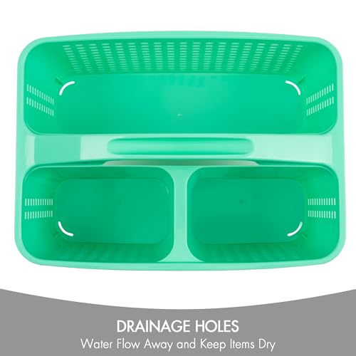 Tiawudi Portable Shower Caddy, Caddy Organizer with Handle, Plastic Shower Basket Hold Soap, Shampoo, Hair Supplies and Beauty Products, Cleaning Supplies Organizer for Home, Dorm, Shelf and Cabinet - color: Pistachio
