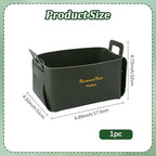 Foldable Storage Basket Bin PU Leather Desktop Organizer Box Green Small Catchall Basket Rectangle Tray Double Handles for Entryway Bedside Dresser End Table Cosmetic Jewelry Key Wallet - color: Green