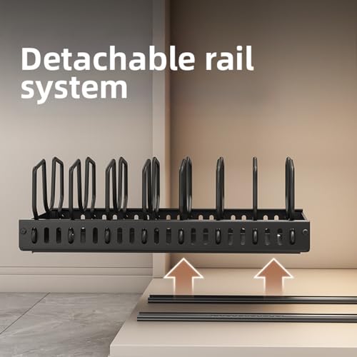 pots and pans organizer under cabinet,pot lid organizers inside cabinet holders for kitchen,Horizontal and vertical pulling modes,cast iron storage ((2pcs) Black vertical) - size: (2pcs) Black vertical