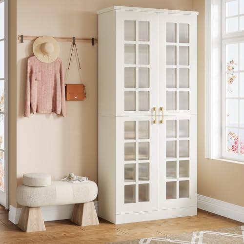 Tribesigns Tall Shoe Cabinet with Doors, 8-Tier Shoe Storage with Adjustable Shelves, Modern Shoe Organizer Shoe Rack Cabinet for Entryway, Hallway, Closet, Living Room, White - color: White
