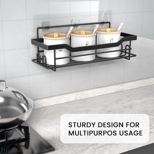 Shower Caddy Shelves Organizer Rack, Single Pack Shower Caddy,No Drilling Wall Mounted Self Adhesive Shower Shelves for Inside Shower, Matte Black - color: Black