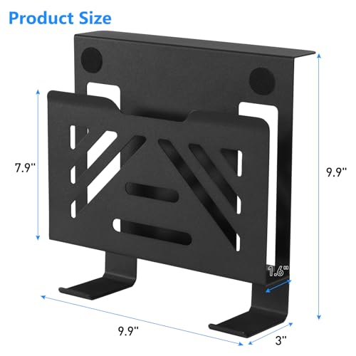 MAXECHO Desk Side Storage, Under Desk Laptop Mount, Table Side Hanging File Organizer, No Drill Clamp On Cable Management Tray, Laptop Holder with 2 Hooks for Office and Home, Load 22 Lbs - color: Black, size: Single-deck with 2 Hooks