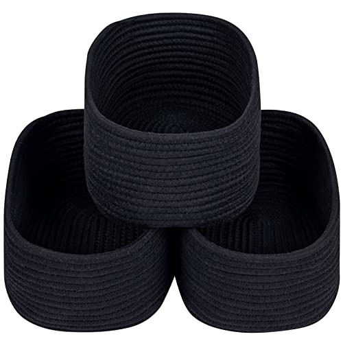 CubesLand Black Baskets Bins for Organizing,Small Woven Storage Baskets for Shelves,Cute Closet Cube Bins Set 3,Baby Nursery Toys Cube Bin,Home Decor Organization Storage - color: Black, size: 3pcs-Small Basket
