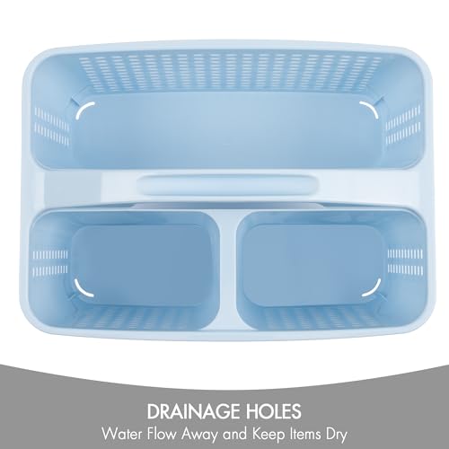 Tiawudi Portable Shower Caddy, Caddy Organizer with Handle, Plastic Shower Basket Hold Soap, Shampoo, Hair Supplies and Beauty Products, Cleaning Supplies Organizer for Home, Dorm, Shelf and Cabinet - color: Light Blue