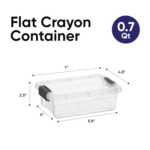 Superio Mini Storage Container Plastic Crayon Box Art Supplies and Sewing Case Stackable Clear Small Organizer for Beads, Stationery, Chalk, and Food, 0.7 Quart - size: 0.7 Quarts