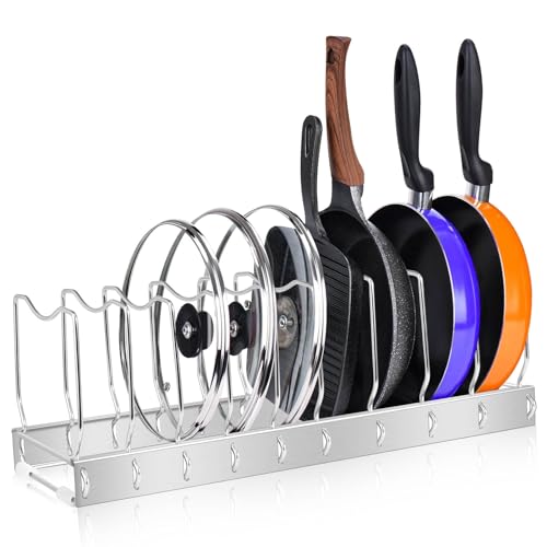 Lid Organizer Pot Lid Organizer Detachable and Adjustable Pots and Pans Organizer for Kitchen Cabinet Storage for Pots and Pans, Cutting Boards, Cooking Utensils (1 pack) - size: 1 PACK