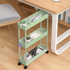 SPACELEAD Slim Storage Cart 3 Tier,Bathroom Organizer Rolling Utility,Mobile Shelving Unit Slide Out for Office, Kitchen, Laundry Room & Narrow Places，Green - color: Green