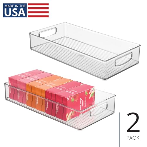iDesign Stackable Clear Plastic Extra Long Pantry Organizers and Cabinet Storage Bins for Kitchen, 2-Pack - size: 16 x 8 x 3, style: Pack of 2
