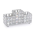 Hipiwe Crystal Remote Control Holder Bling Makeup Brush Holder Organizer Desktop Cosmetics Brushes Storage Cup Pen Pencil Storage Pot Cup for Dresser Bathroom Office, 3 Slot - style: 3-Slot, Silver