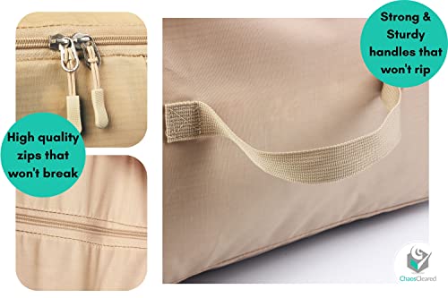 Comforter Storage Bag - Folding Organizer bag for King/Queen Comforters, Pillows, Blankets, Bedding/Quilt, Blanket, Duvet, Mothproof Space Saver; Large Collapsible Organizers, 24"x14"x11" - color: Comforter Bag Beige