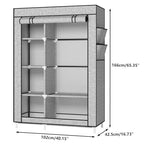 Calmootey Portable Closet Organizers, Clothing Storage, Wardrobe with 6 Shelves and Hanging Rod, Non-Woven Fabric Cover with 4 Side Pockets, Ash Grey - color: Ash Grey