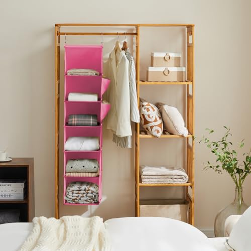 YOUDENOVA Hanging Closet Organizer, Closet Hanging Storage Shelves (Pink) - color: Pink