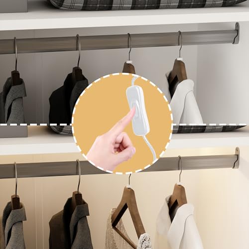 Hitow Wardrobe Cabinet with LED Lights, Armoire Closet with Glass Doors, Wooden Large Wardrobe with Hanging Rod & 5 Tiers Shelf, Modern Bedroom Armoire Clothes Organizer, White 47.2" W - color: 3 Door - White