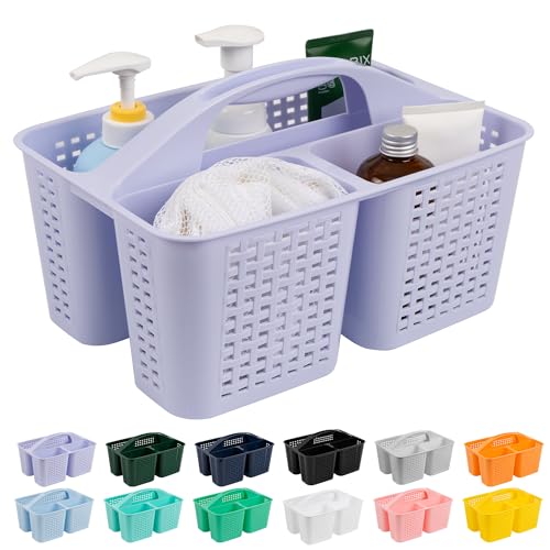 Tiawudi Portable Shower Caddy, Caddy Organizer with Handle, Plastic Shower Basket Hold Soap, Shampoo, Hair Supplies and Beauty Products, Cleaning Supplies Organizer for Home, Dorm, Shelf and Cabinet - color: Violet