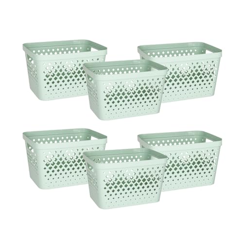Glad Plastic Storage Basket Set, Value Pack of 6 | Open Storage Bins for Shelves, Bathroom, Pantry, Closet | Nesting Organizer Boxes with Handles, 4 Gallon, Sage - color: Sage, size: 4 Gallon