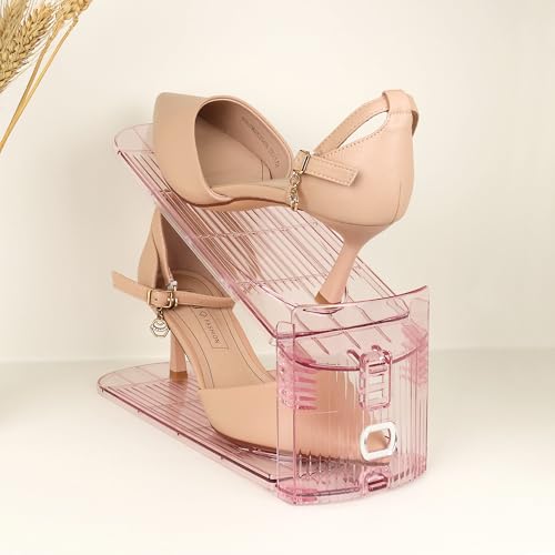 Yes!Fresh Shoe Slot Organizer, Boutique Display Style Shoe Stacker for A Pair of Shoes, Separable Shoe Rack for Closet Organization, 3 Adjustable Narrow Shoe Rack (Pink, 12 Pack) - color: Pink, size: 12 Pack