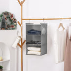 MAX Houser 3 Tier Shelf Hanging Closet Organizer, Closet Hanging Shelf with 2 Sturdy Hooks for Storage, 2 Pack, Foldable (Grey) - color: Grey2