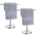 T-Shape Bath Hand Towel Holder Stand, Stainless Steel Free Standing Hand Towel Rack, for Bathroom Kitchen & Countertop, Silver, 2 Pack - color: Silver-2 Pack