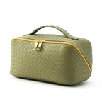Women's Travel PU Leather Cosmetic Organizer - Large Capacity Toiletry Storage Solution - color: dark green