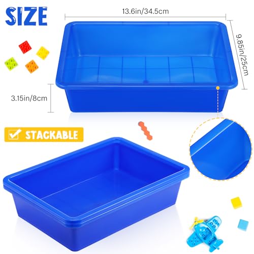 Hoteam 10 Pcs Flat Storage Organizer Tray Bin Paper Tray for Classroom Plastic Stackable File Organizer for School Office Teacher Book Organization(Blue,13.78 x 9.84 x 3.15 Inch) - color: Blue, size: 13.78 x 9.84 x 3.15 Inch