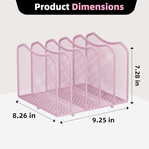 Simple Trending Mesh Desktop File Sorter Organizer, 5-Section Bookshelf for Desk Home Office, Pink - style: 5 Section Pink