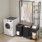 VEVOR 3 Tiers Laundry Sorter with Rack, Tall Laundry Hamper with Shelves and Drawers, 2 Section Freestanding Hanging Rack Storage with 600D Oxford Cloth Bags and Ladder Shelves for Dirty Clothes