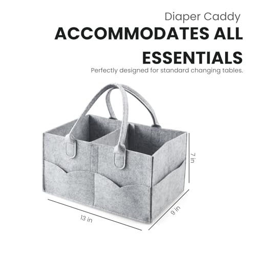 PandaEar 2 Pack Baby Diaper Caddy Organizer, Portable Diaper Holder Nursery Storage Basket for Wipes & baby stuff, Collapsible Baby Organizers with Divided Design (Grey/Brown) - color: Grey/Brown