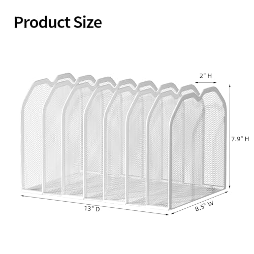 FANXIYQ White 7-Section File Folder Organizer for Desk – Metal Vertical File Holder, Desktop File Organizer Vertical Stand, Letter/A4 Folder Rack, Upright File Sorter, Office Paper Organizer - color: White, size: 7 Section Upgrade