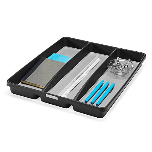 madesmart Classic Utensil Tray - Granite | CLASSIC COLLECTION | 3-Compartments | Kitchen Organizer | Non-slip Lining and Rubber Feet | Easy to Clean | BPA-Free Large