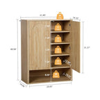 Shoe Cabinet, 5 Tier Wooden Shoe Storage Organizer Cabinet with Adjustable Shelves, Shoes Rack Accent Cabinet for Entryway Hallway Living Room, Natural - color: Natural