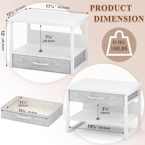 MARTY Printer Stand with Storage Drawer for Desk, 2-Tier Desktop Printer Stand Shelf Organzier for Home Office Printer Riser Under Desk Small Printer Table for Fax Machine Copier Scanner (White) - color: White, size: 2 Tier With Drawer