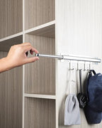 BaiNong 12 inch Valet Rod for Closets Pull Out Closet Valet Rod Slide Out With 4 Hooks Silver Pull Out Clothes Hanger - color: Silver, size: 12 Inch
