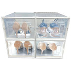 OnDisplay Clik Stackable Interlocking Shoe Box System (Medium Clear/White, Set of 4) - color: Medium Clear/White, size: Set of 4