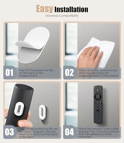 Nearockle 6 Pack Magnetic Remote Control Holder Wall Mount, 2025 Upgraded Smaller & Stronger Magnetic Silicone Remote Control Organizer TV Remote Charger Holder Caddy Back of TV (White) - color: White, size: 6 Pack