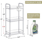SPACEKEEPER 3 Tier Acrylic Storage Rolling Cart Clear Bathroom Cart Organizer, Transparency Laundry Room Organization Mobile Shelving Unit Multifunction Rolling Utility Cart for Office Living Room - size: 3 Tier