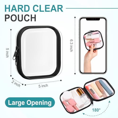 Sanwuta 6 Pcs Clear Hard Zipper Case Plastic Zipper Pouches Transparent Makeup Bag Pencil Case Pouches Toiletry Diaper Bag for Travel Toy Storage Organizer Bins(Black,5 x 5 x 2 Inch) - color: Black, size: 5 x 5 x 2 Inch
