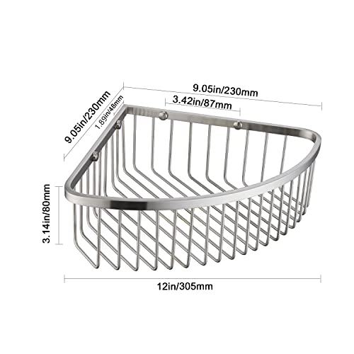 Bathroom Shower Caddy Corner Shelf Basket, Ultra Sturdy Rust-Proof Stainless Steel Shelf Organizer Shampoo Holder, Wall Mounted Storage Rack for Bathroom Kitchen, Brushed Nickel - color: Nickel, size: 90° Corner (1 Pack)