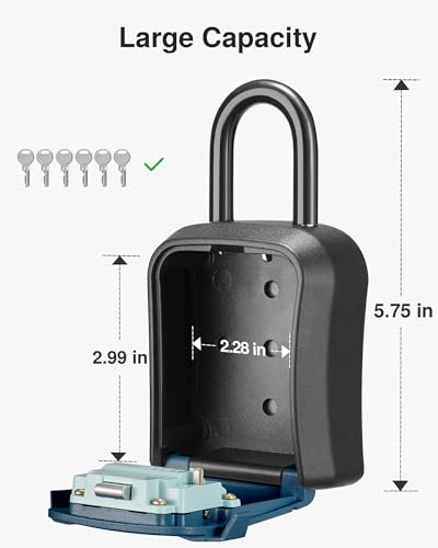 Puroma Lock Box, Key Lock Box Wall Mount & Portable Combination Lockbox with Resettable Code, Security Lockbox for Outside House Keys, Apartment Realtors Spare Keys Storage (1 Pack, Peacock Blue) - color: Peacock Blue